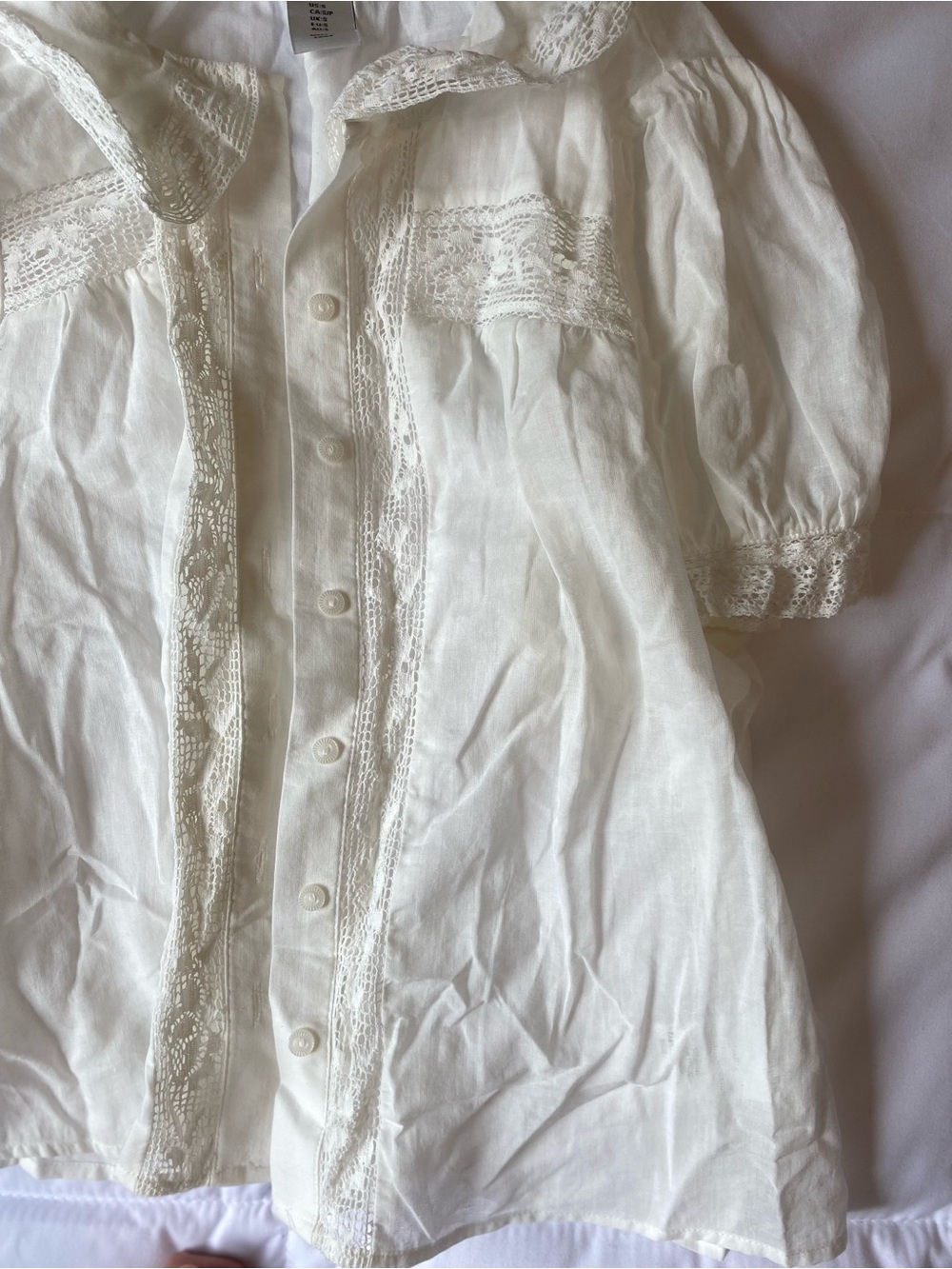 cupcakes & cashmere Cream Lace-Trim Peasant Blouse - Picture 4 of 4